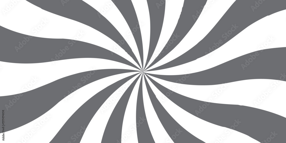 Poster Abstract Swirling Optical Illusion. Monochrome Hypnotic Spiral Design. background with rays retro starburst. Spiral radial striped backdrop design. Sunburst background radial lines design