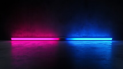 Neon lights on concrete floor