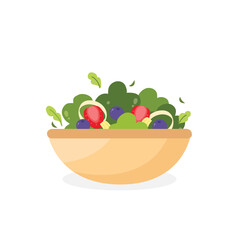 Mixed Vegetables in a Bowl Illustration