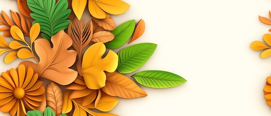 Fototapeta premium Seamless abstract decorative 3d leaves pattern background, Colorful 3D Abstract Decorative Leaf Pattern