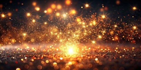 Naklejka premium Sparkling Ember Glow in Darkened Space, ethereal light, sparkles