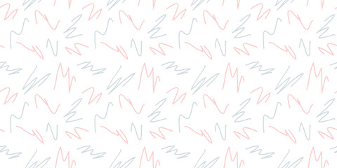 Seamless pattern  abstrack line fabric pattern for kids on white background.