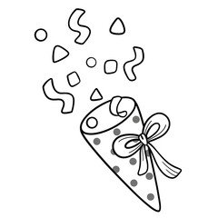 Party Popper Line Art Doodle Illustration