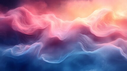 Abstract ethereal landscape with flowing pink and blue hues evoking a dreamy and serene atmosphere