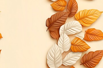 Fototapeta premium Seamless abstract decorative 3d leaves pattern background, Colorful Leaves in Decorative 3D Style