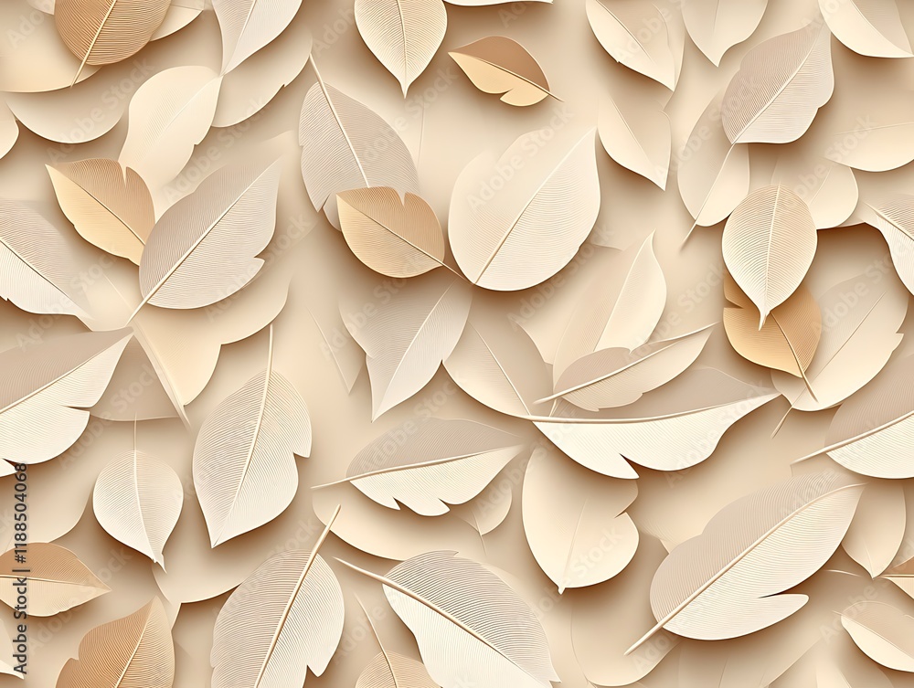 Poster seamless abstract decorative 3d leaves pattern background, elegant seamless abstract leaf pattern de