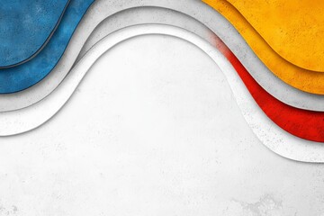 Obraz premium Abstract Colorful Waves on Concrete Background Modern Design Blue Orange Red White Layers
