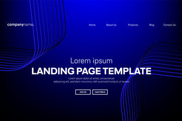 Abstract modern technology Landing page template, flowing line digital technology, smooth particle wave, big data techno design concept background wallpaper, Annual reports, flyer, poster, cover. EPS