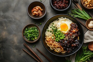 JJajangmyeon is a Korean noodle dish with black sauce