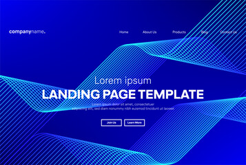 Abstract modern technology Landing page template, flowing line digital technology, smooth particle wave, big data techno design concept background wallpaper, Annual reports, flyer, poster, cover. EPS