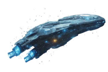 Stunning 3D Visualization of an Interstellar Spaceship Traveling Through a Galactic Setting