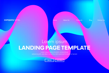 Abstract modern technology Landing page template, flowing line digital technology, smooth particle wave, big data techno design concept background wallpaper, Annual reports, flyer, poster, cover. EPS