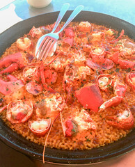 Exquisite rice with lobster perfect for eating by the sea