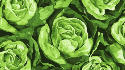 Fototapeta premium A Stunning Visual Feast: Vibrant Green Lettuce Pattern Design for Home Decor