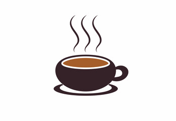 A cup of hot coffee illustration, vector, isolated. Hot drinks icon.