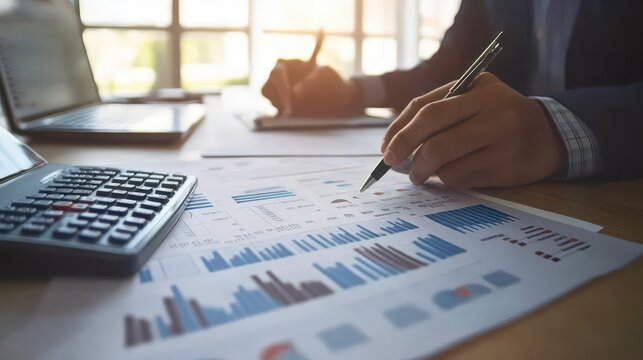 Finance professionals reviewing company financials and budget forecasts in a modern office space using digital spreadsheets illustrations