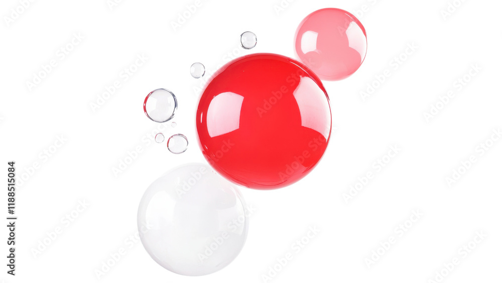 Poster colorful spheres creating a striking visual effect. on a transparent background