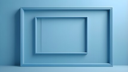 Creative blue frame displaying art concepts minimalist studio digital art contemporary close-up visual design impact
