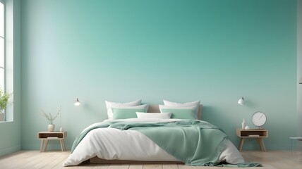 Modern bedroom design with aqua accents cozy home environment interior decor minimalist style tranquil ambiance