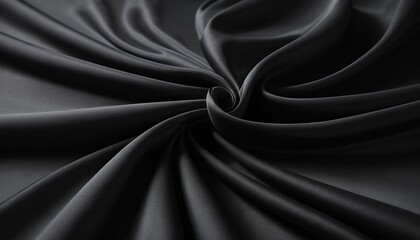 Fototapeta premium Elegant Draped Black Silk Fabric Texture Background: Rich, Luxurious, and Smooth Surface