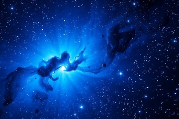 Obraz premium Deep space shining stars in night sky, constellation star field, galaxy abstract purple and blue space background with&nbsp;stars