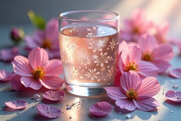 Delicate flower petal glass with intricate floral patterns , handmade, blooms, glass