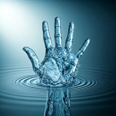 A hand made of water.