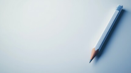 Fototapeta premium White pencil on white background, copy space.