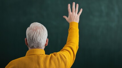 Older student engaging in classroom education school image indoor back view learning concept