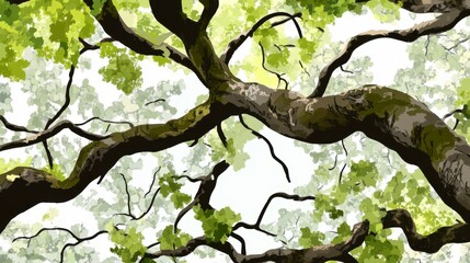 Fototapeta premium A Stunning Artistic Depiction of a Majestic Tree's Canopy, showcasing the intricate details of its branches and leaves. A vibrant display of nature's beauty, perfect for any nature lover.