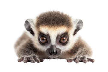 Adorable lemur cub isolated on transparent background perfect for educational materials