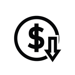 coin icon. money weakens, falls. money management vector, business and finance icon, showing continuous movement. Line design style