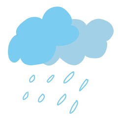 Illustration of blue clouds with raindrops.