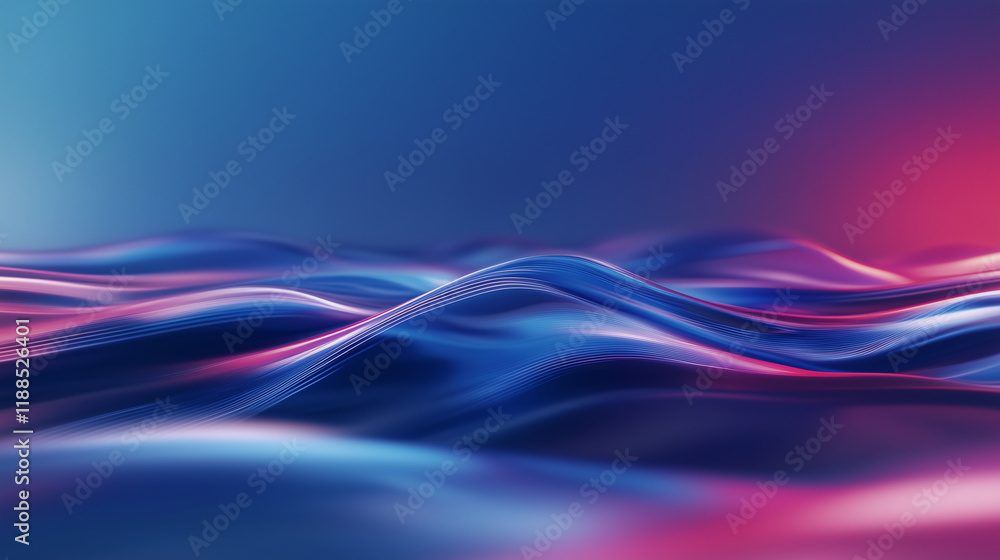Poster an abstract cold blue background with subtle motion blur, interwoven with dynamic gradients and glow