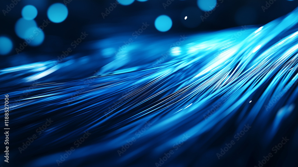 Poster a cold blue abstract composition with dynamic motion blur and luminous highlights inspires thoughts 