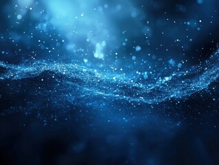 Ethereal Blue Bokeh Lights Abstract Background