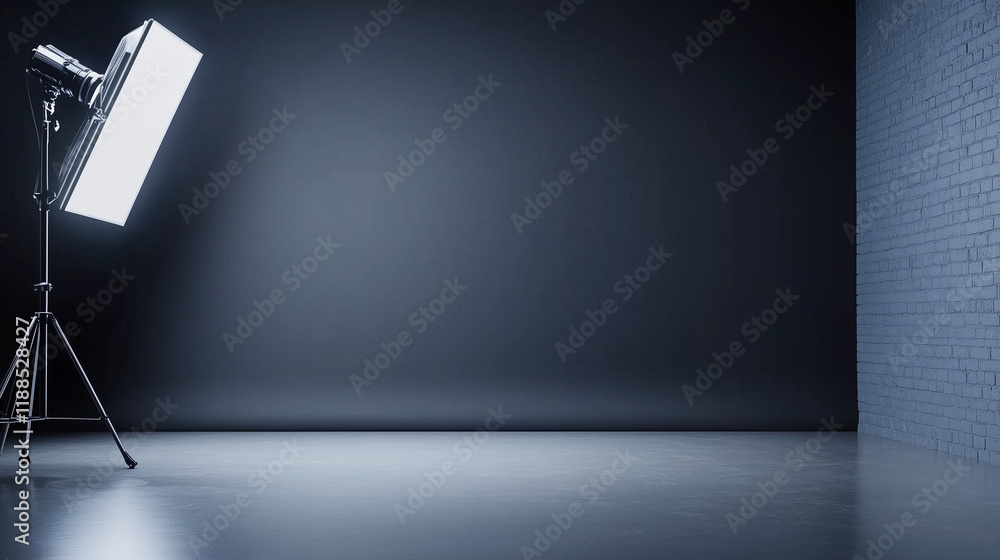 Aufkleber an elegant gray studio backdrop illuminated by a 3d lightbox ensures smooth gradients and a polished