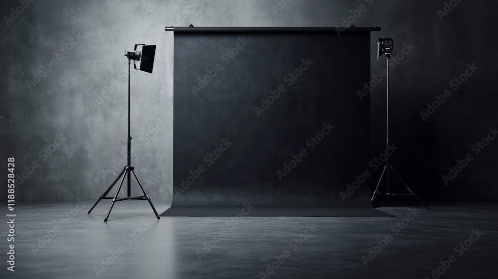 Aufkleber an elegant gray studio backdrop illuminated by a 3d lightbox ensures smooth gradients and a polished