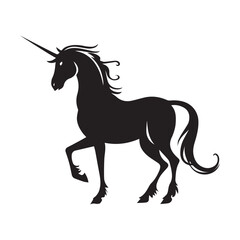 vector silhouette of a unicorn horse