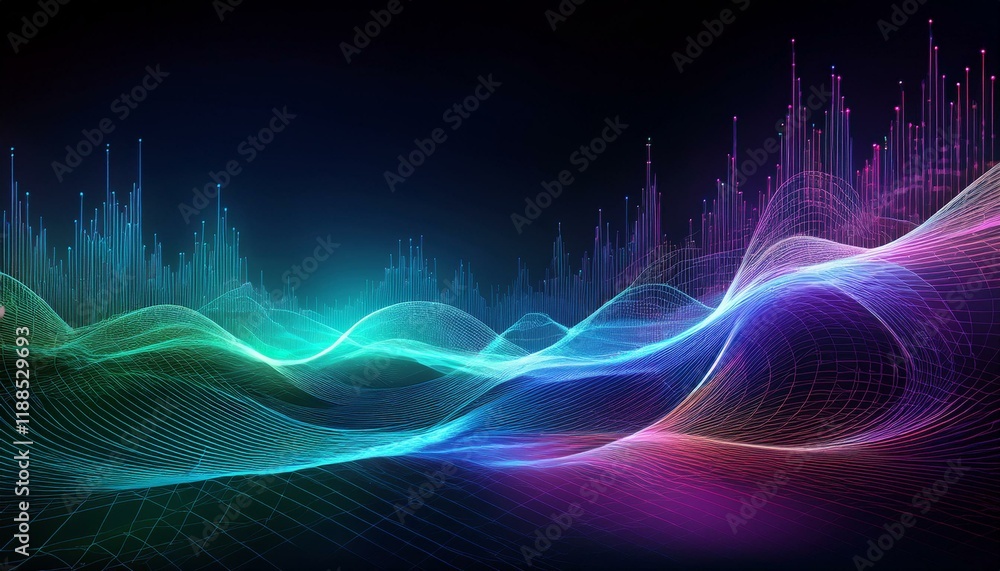 Poster abstract colorful waves data visualization