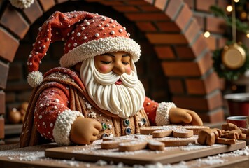 Gingerbread Santa Claus Figurine Baking Cookies