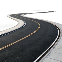 3D Winding Road on a White Isolated Background. Road way location infographic template