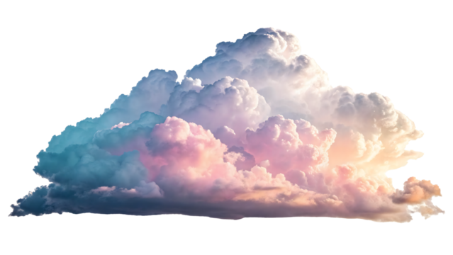 Bright blue sky with fluffy white clouds on a sunny day