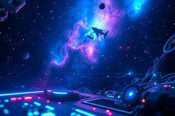 Obraz premium Deep space shining stars in night sky, constellation star&nbsp;field,&nbsp;galaxy abstract purple and blue space background with&nbsp;stars