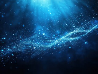 Ethereal Blue Bokeh Lights Abstract Background