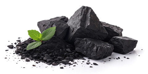 Naklejka premium Black Coal Isolated on a Clean White Background for Visual Impact