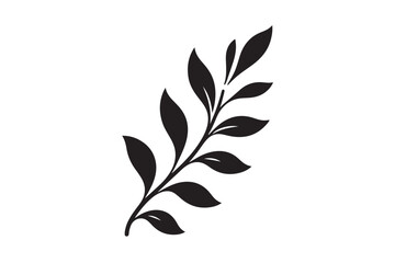 Branch with Teardrop Leaves Silhouette