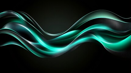 Obraz premium Abstract teal waves on dark background