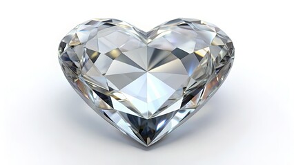 A clear white crystal heart, a panoramic Valentine's symbol of romance, isolated against a clean background.