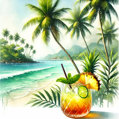 coconut cocktail on the beach